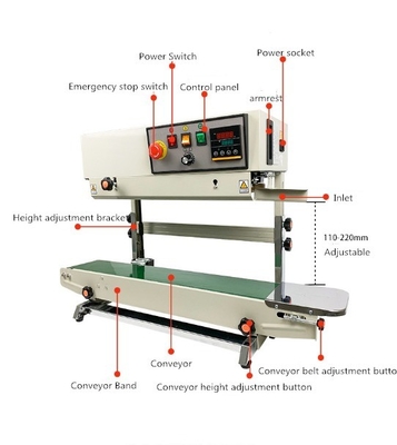 FR-990 machine d'étanchéité à bande continue verticale facile à utiliser et idéale pour les textiles
