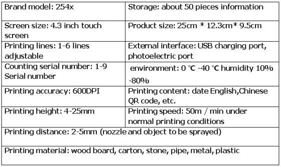 Distance d'impression de 2 à 5 mm Imprimante à jet d'encre en carton métallique