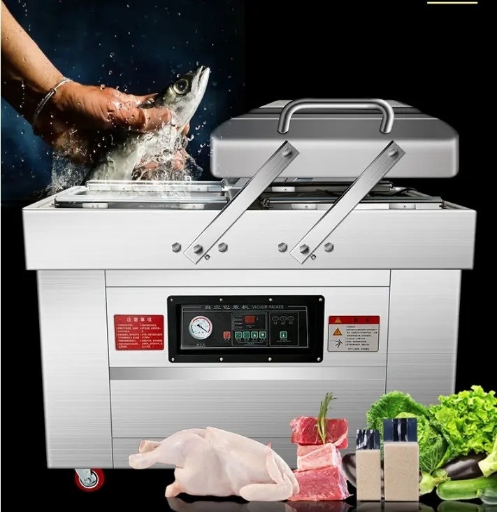 Sélecteur d'emballage sous vide électrique à double chambre pour les steaks de poisson 10 mm largeur d'étanchéité